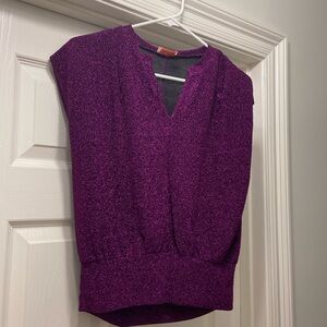 Hailey & Co purple with black lining sleeveless cropped top.